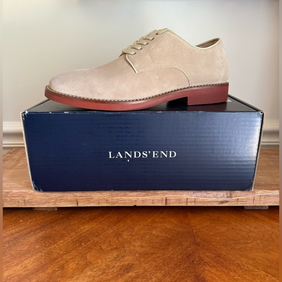 LANDS END Sandstone Beige Lace Up Suede Buck Oxford Dress Shoes Sz 9 M - Picture 11 of 11